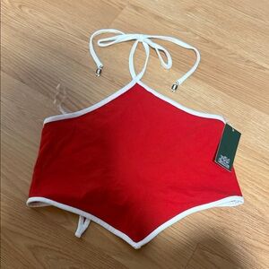 Halter Crop Top with White Trim Red(XXS) , S &Blue(XL) ….117